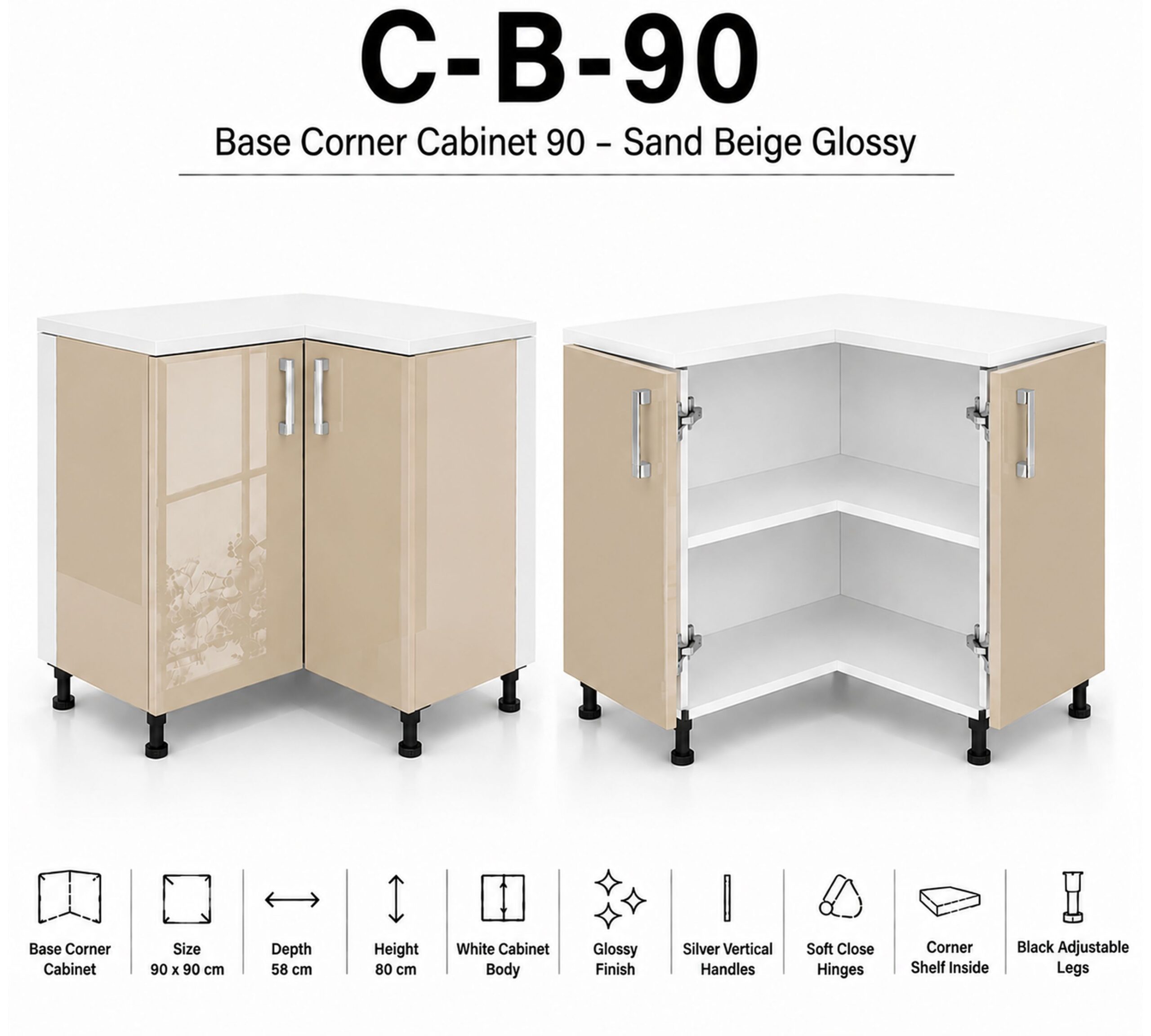 Corner Base 90 Doube Door - Image 6
