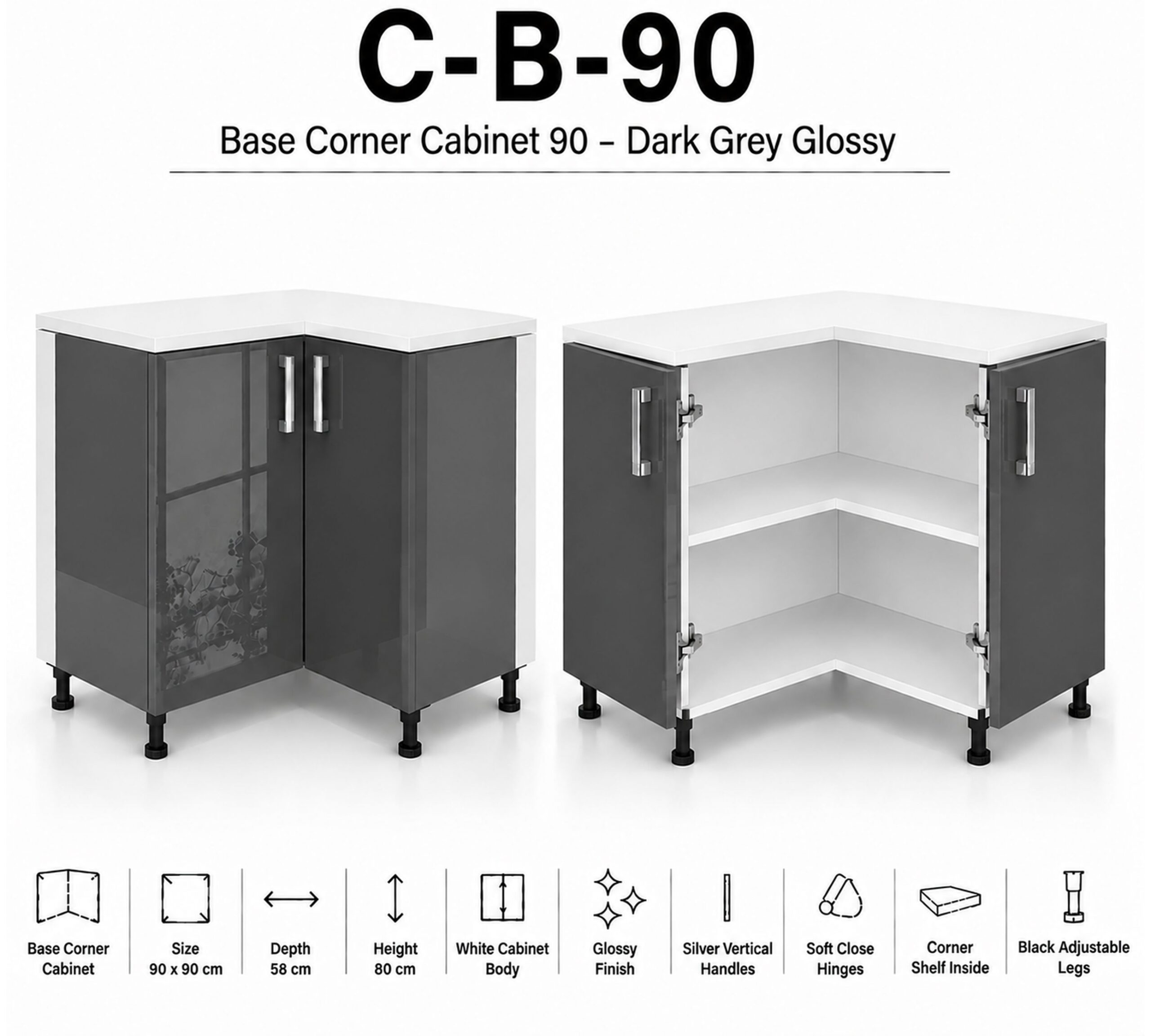 Corner Base 90 Doube Door - Image 4