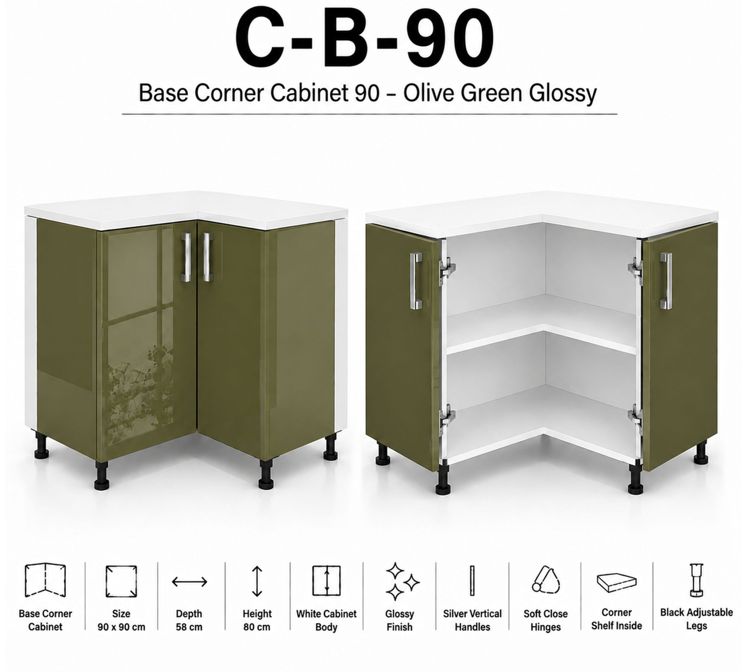 Corner Base 90 Doube Door - Image 3