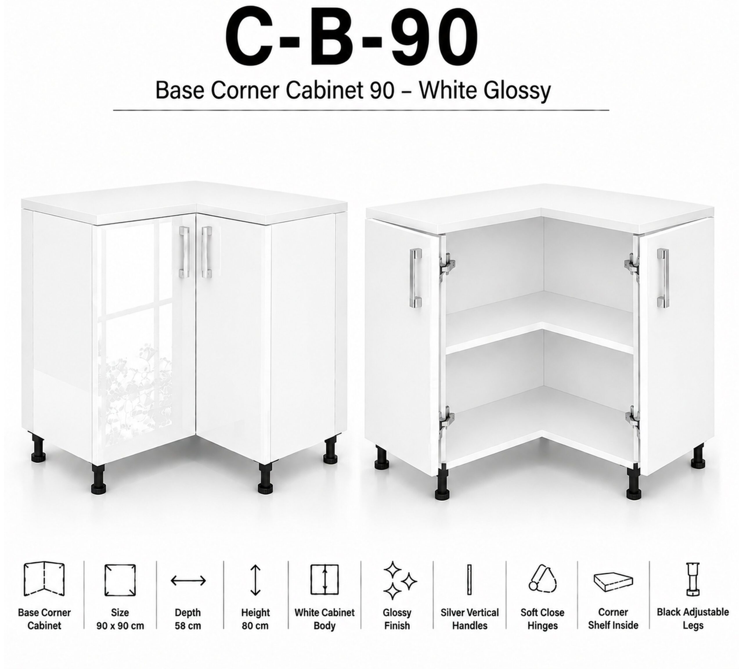 Corner Base 90 Doube Door