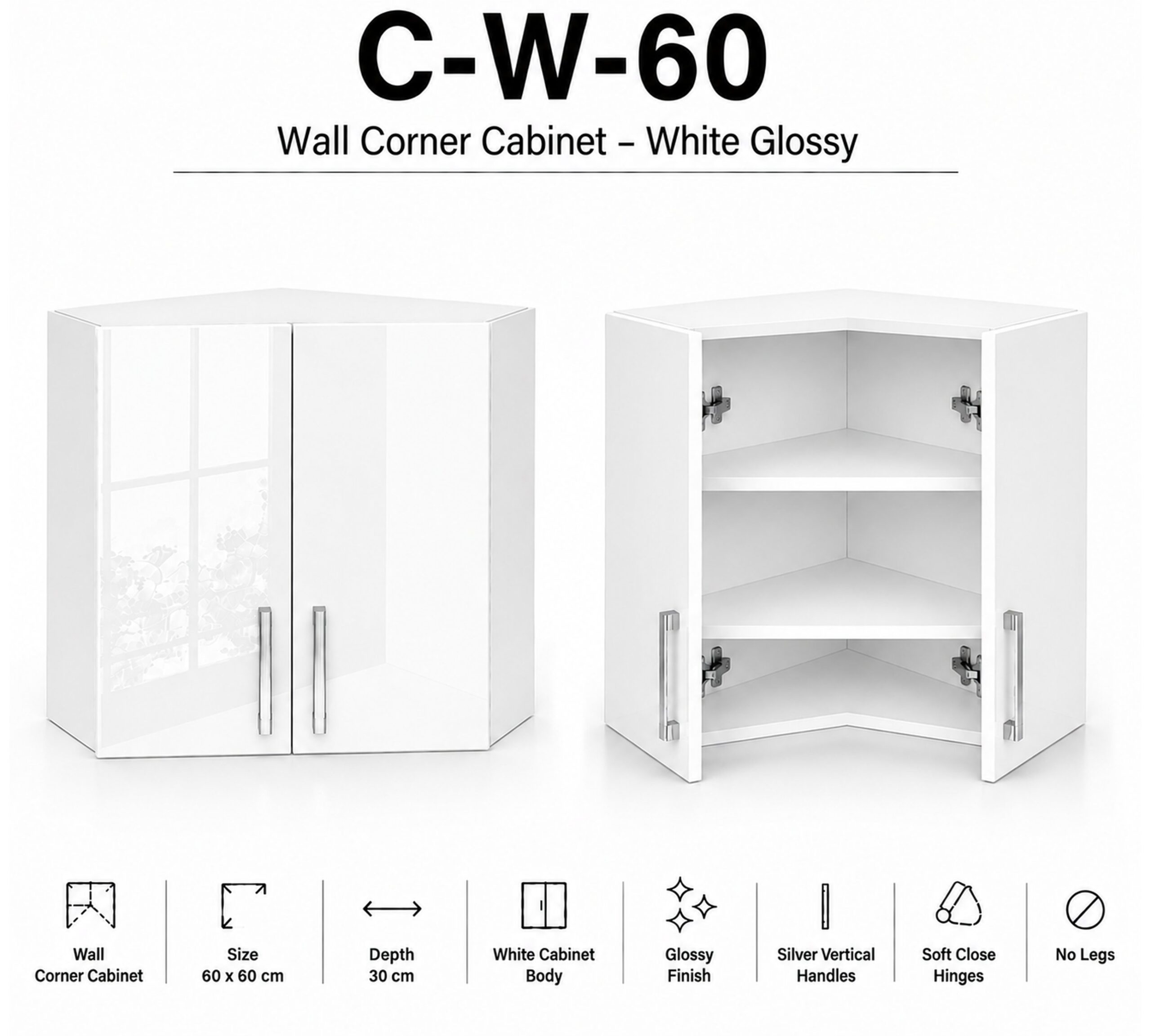 Corner Wall 60 Doube Door